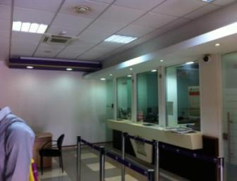 Completed banking hall and customer-service counters